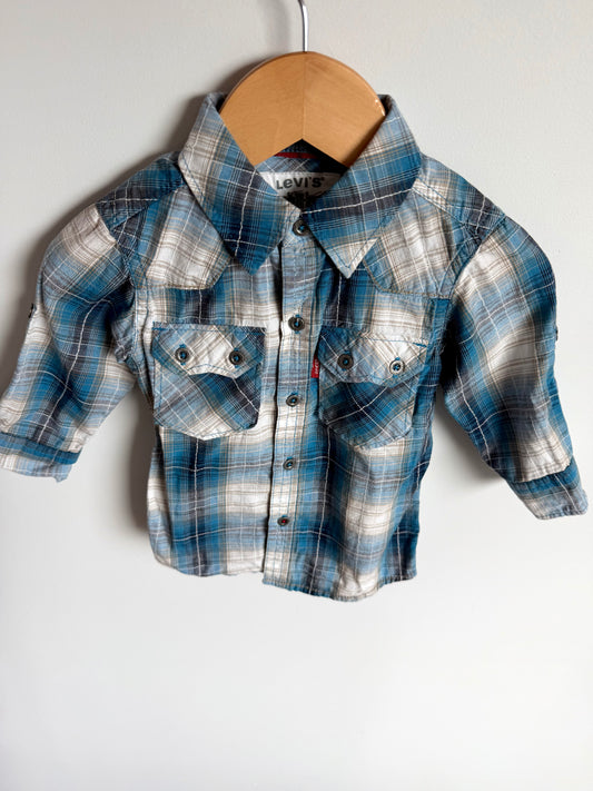 Levi's Blue Plaid Button Up Top / 12m