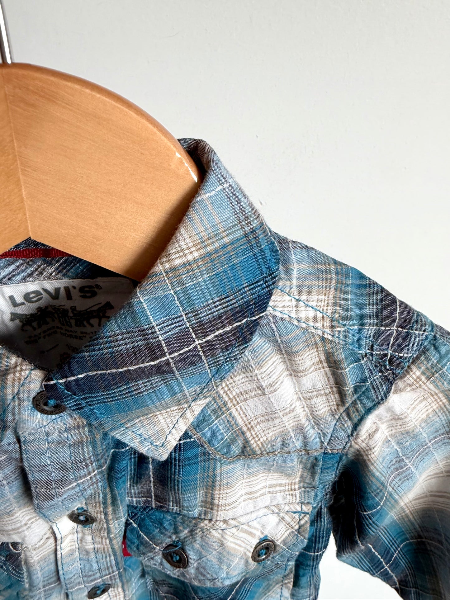 Levi's Blue Plaid Button Up Top / 12m