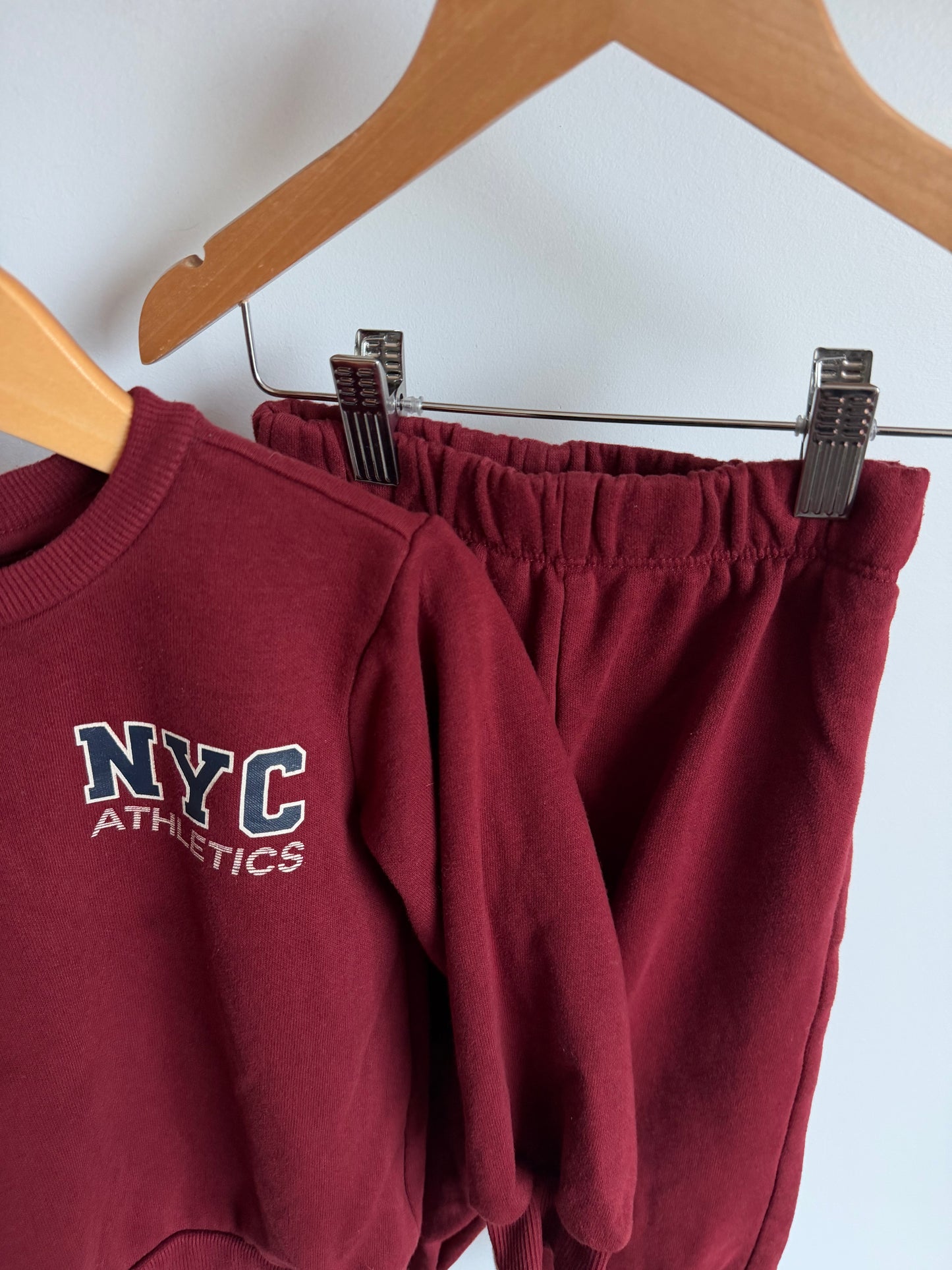 NYC Maroon Sweater + Pants Set / 3T