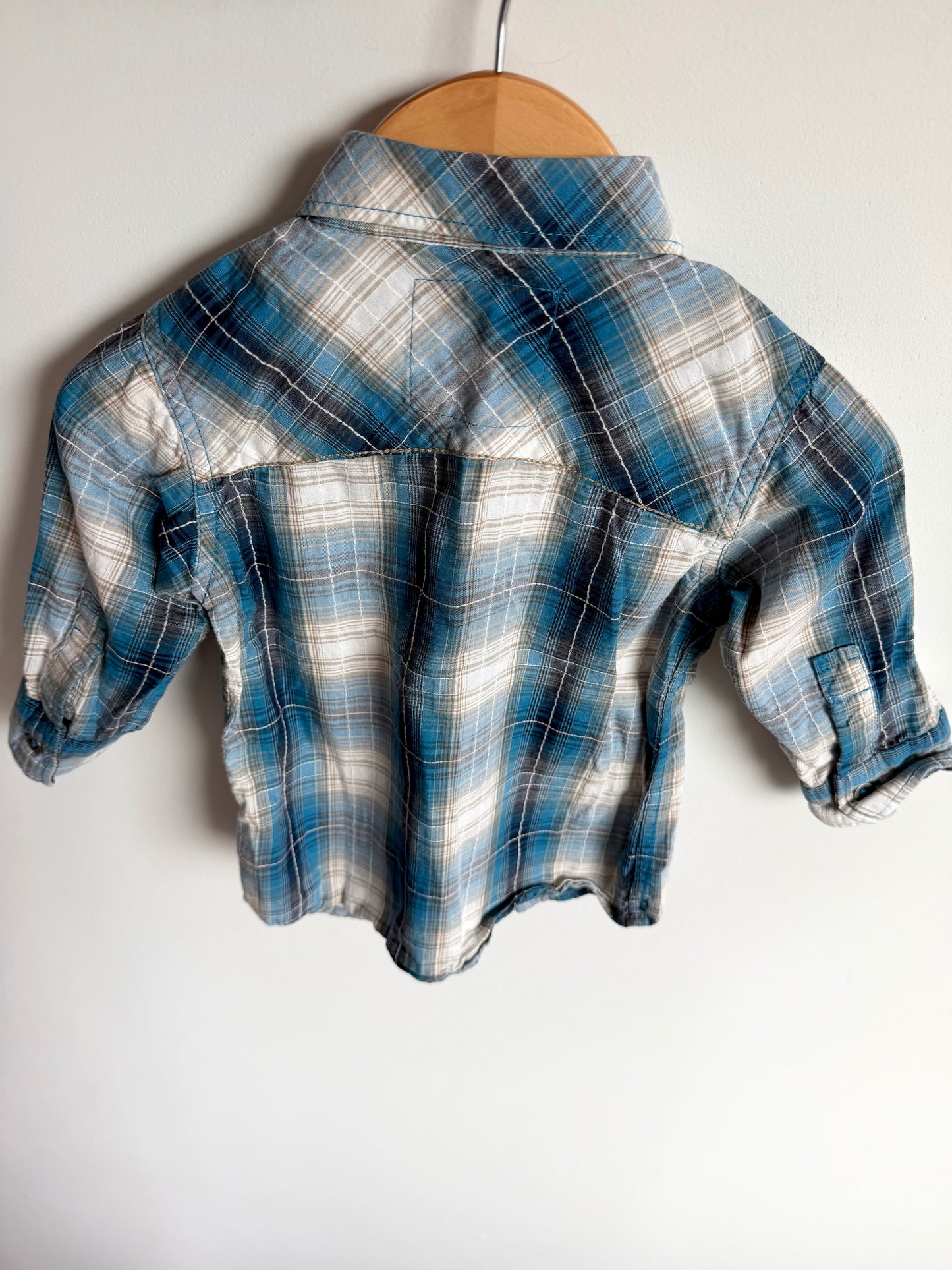 Levi's Blue Plaid Button Up Top / 12m