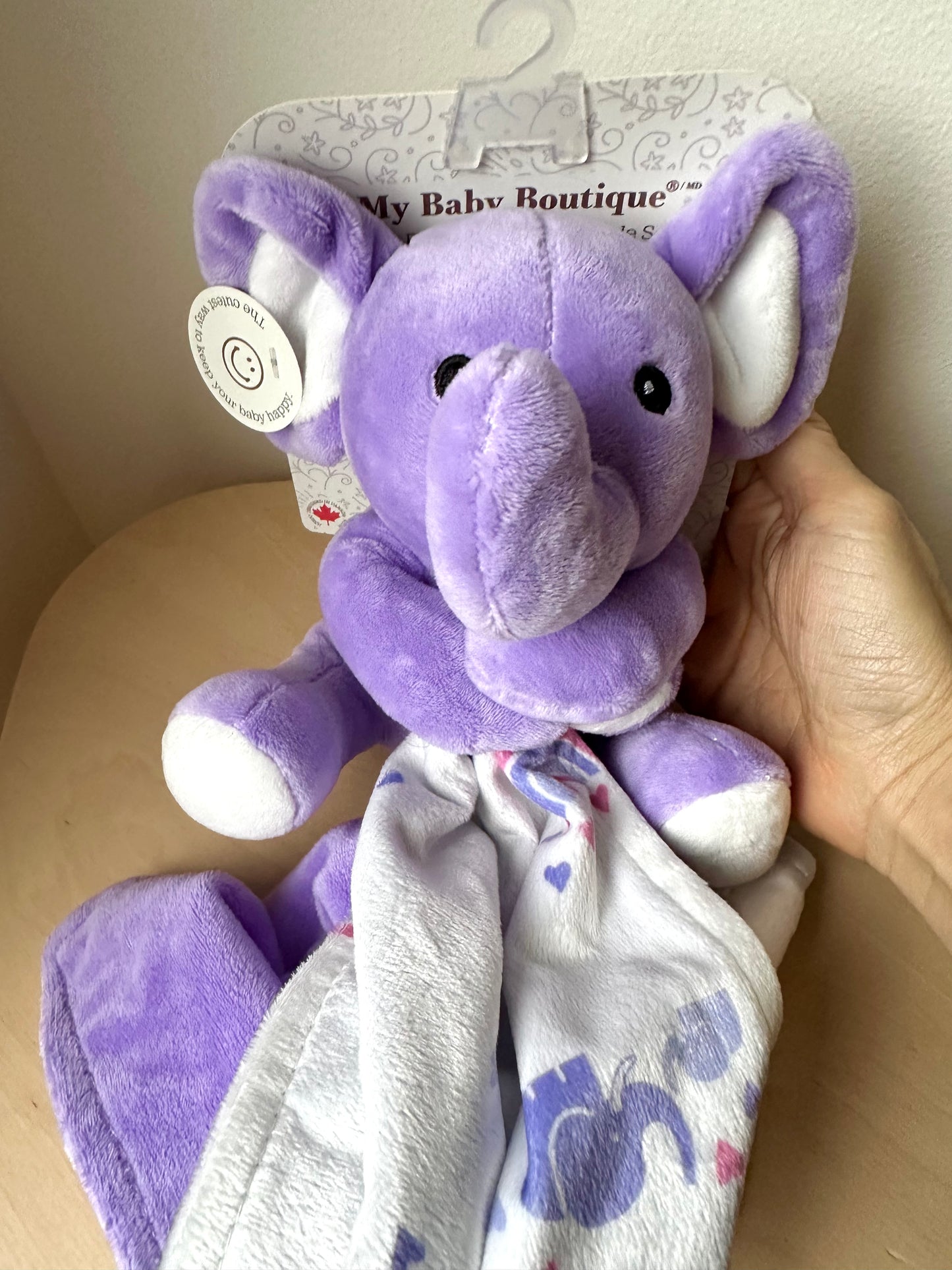 Purple Elephant Lovey Blanket (In Package)