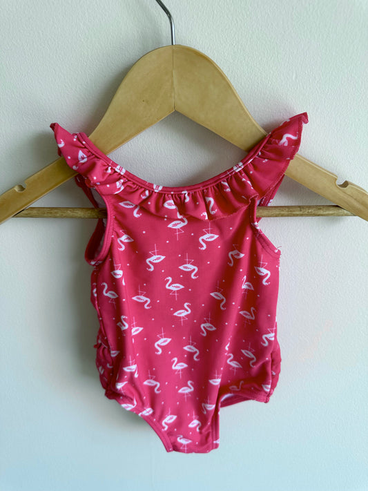 Pink Ruffle Flamingo Swimsuit / 3-6m