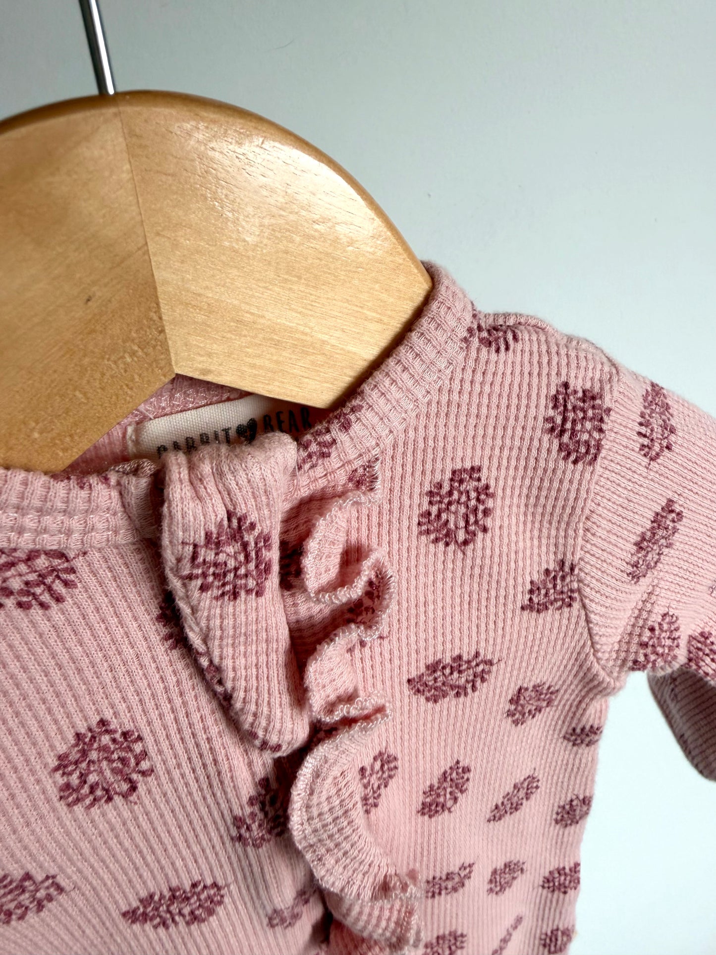 Pink Ruffle Waffle Leaves Sleeper / 3-6m