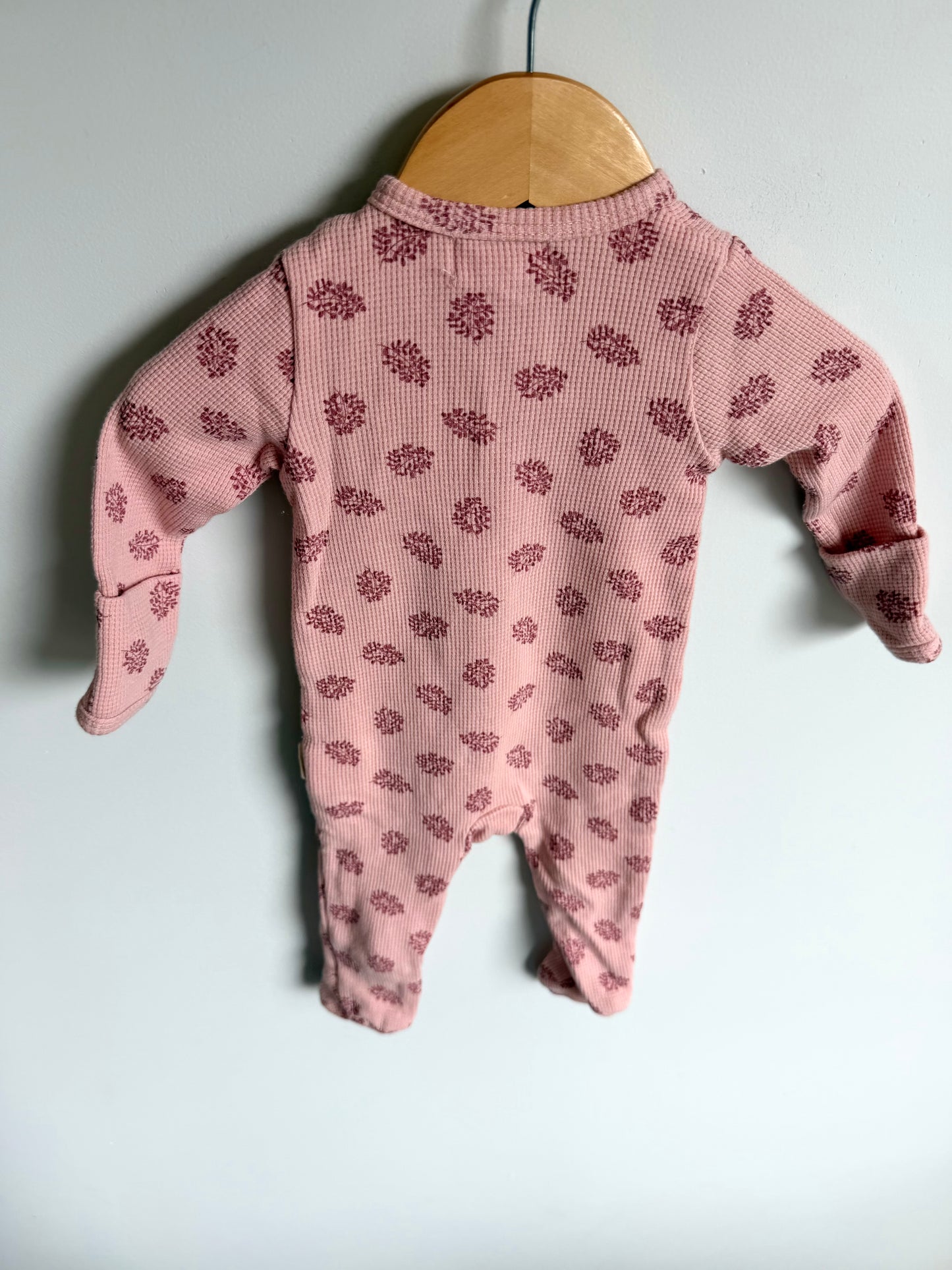 Pink Ruffle Waffle Leaves Sleeper / 3-6m