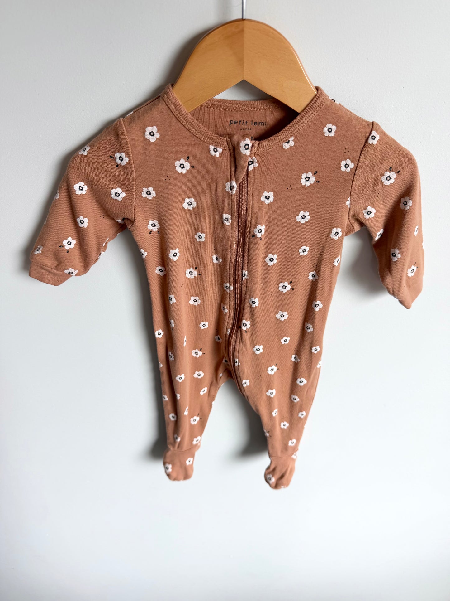 Taupe Floral Footed Sleeper / 3m