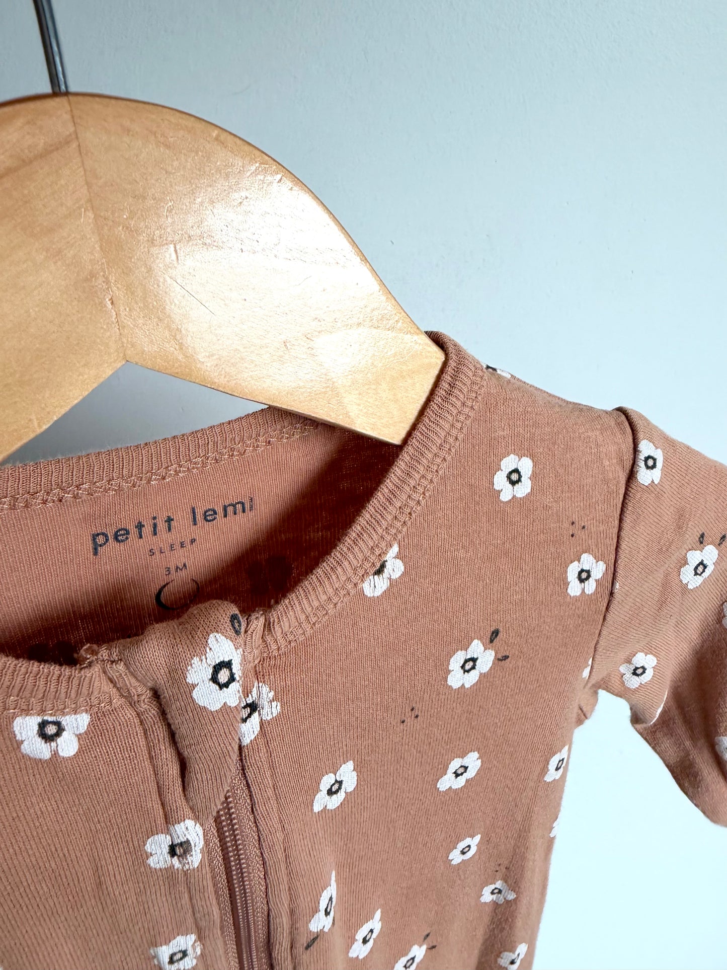 Taupe Floral Footed Sleeper / 3m