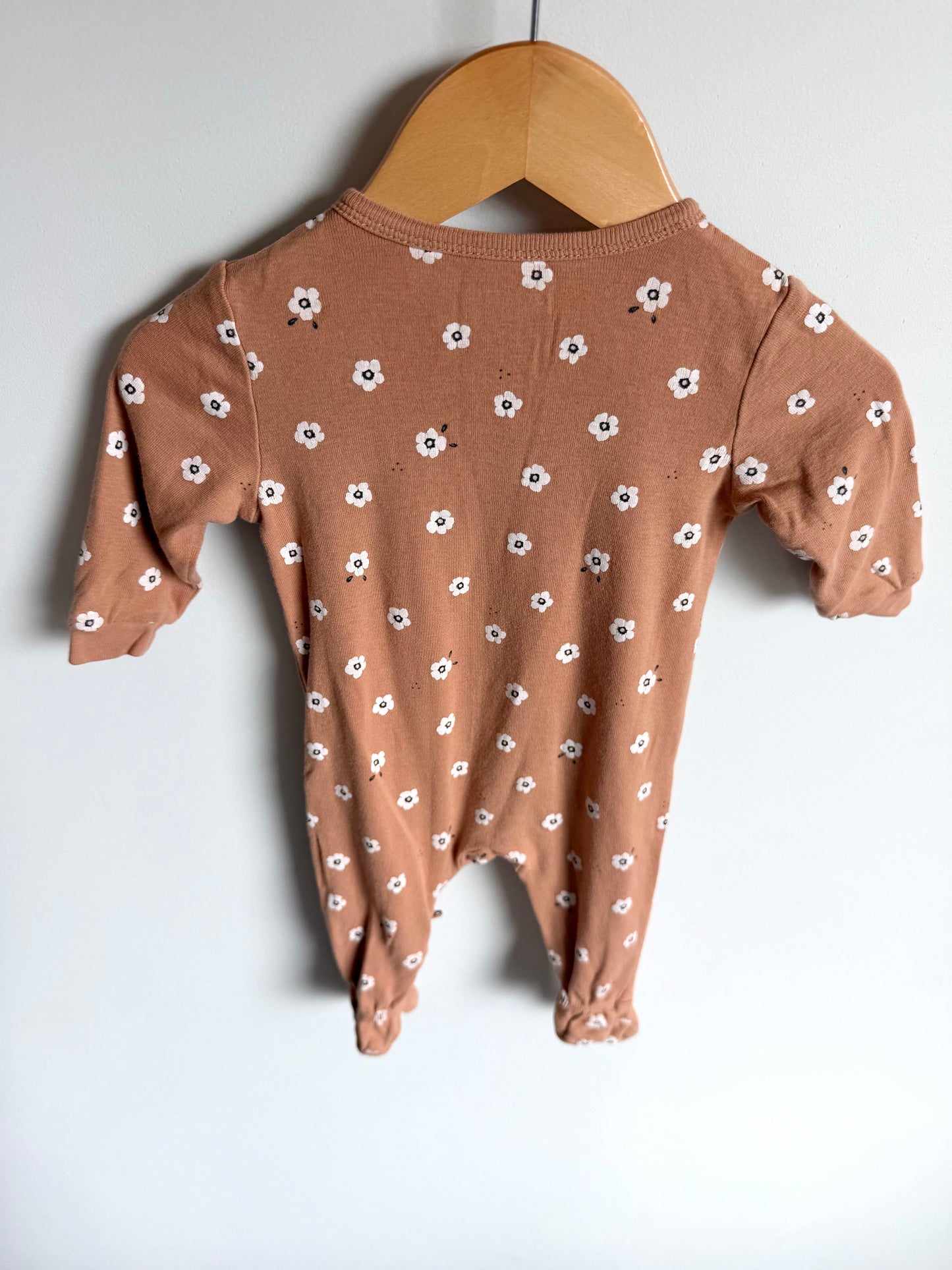 Taupe Floral Footed Sleeper / 3m