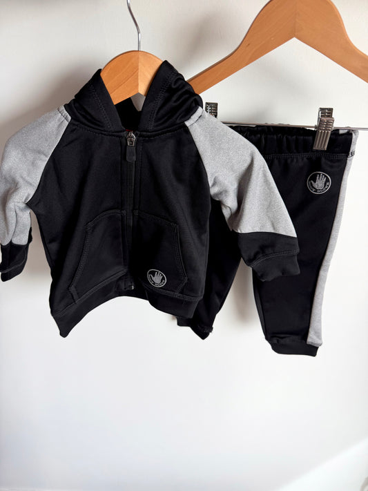 Black + Grey Hoodie and Pants Set / 12m