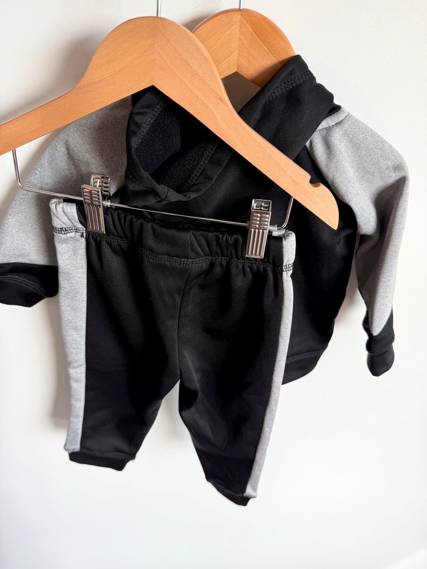 Black + Grey Hoodie and Pants Set / 12m