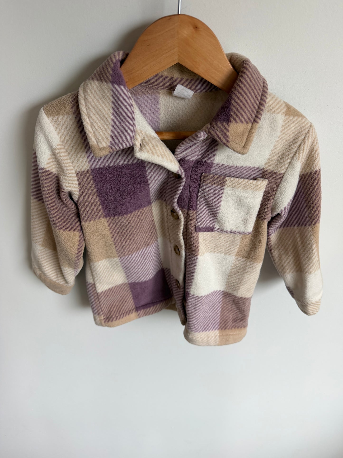 Plaid Fleece Button Up Sweater / 2T