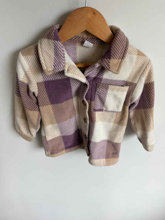 Plaid Fleece Button Up Sweater / 2T