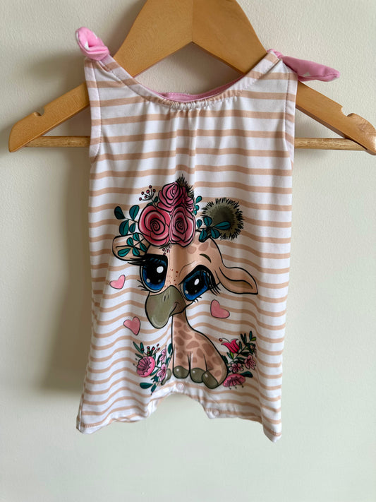Giraffe Striped Romper / 6m