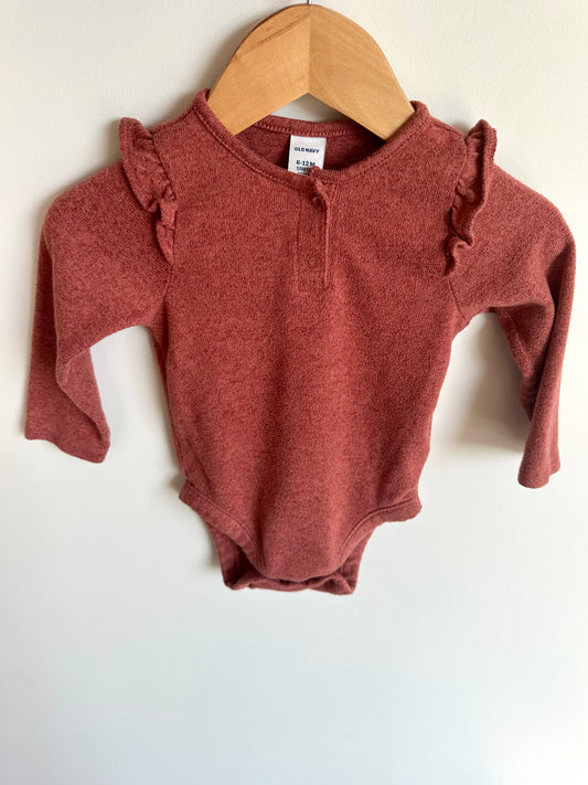 Currant Ruffle Bodysuit / 6-12m