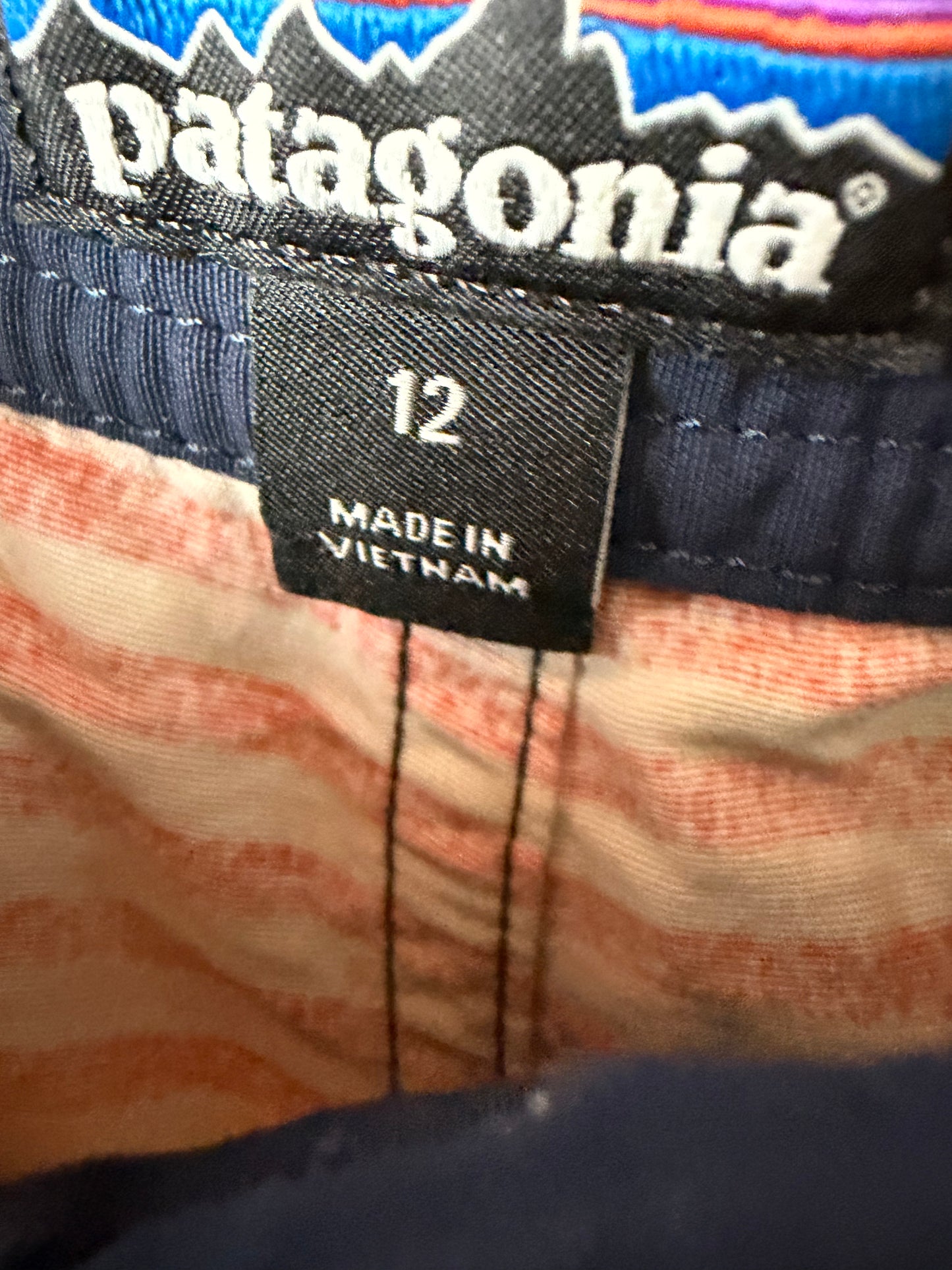 Patagonia Swim Orange Striped Shorts / 12 years