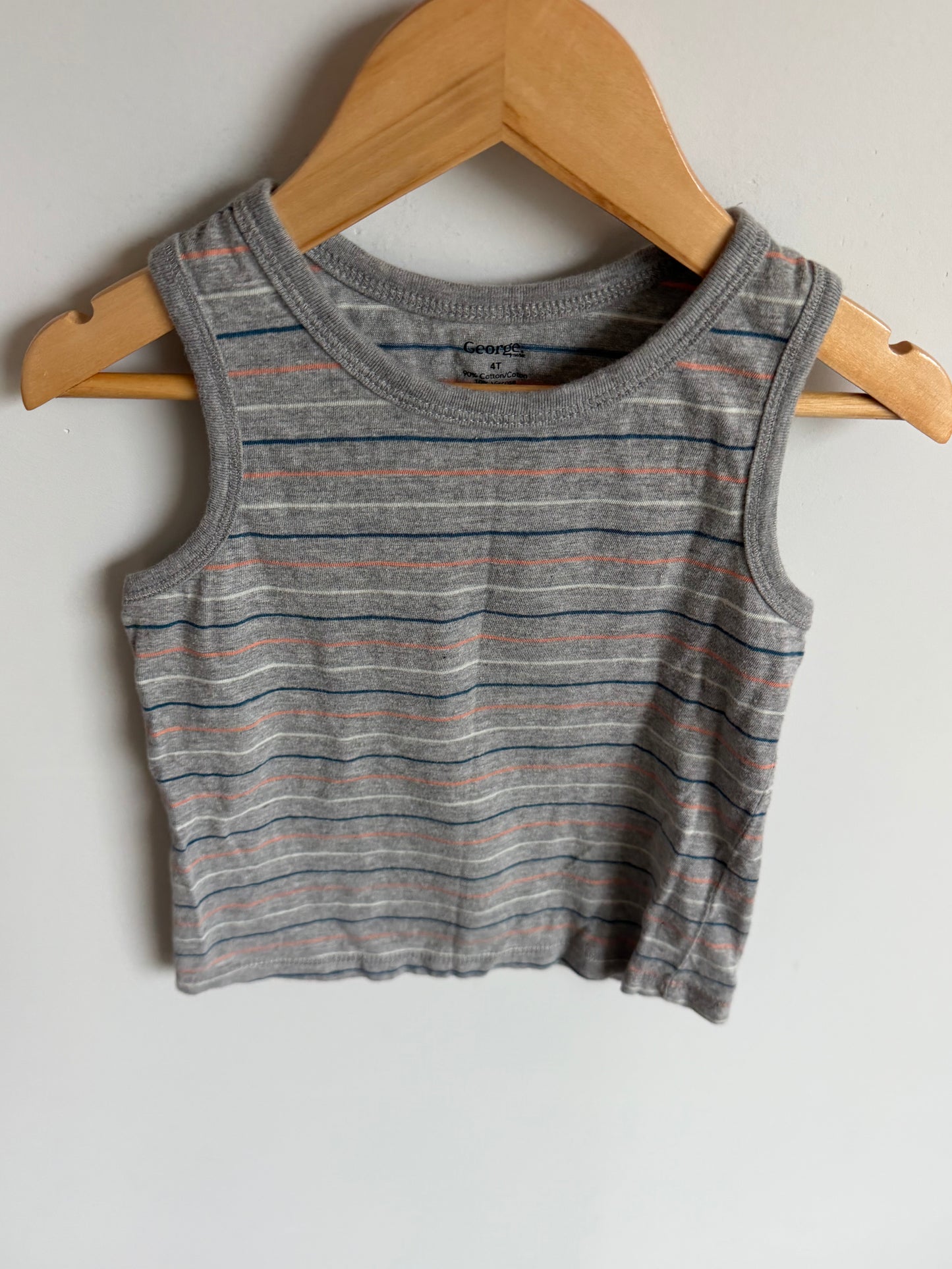 Grey Striped Tank Top / 3-4T
