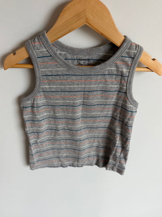 Grey Striped Tank Top / 3-4T