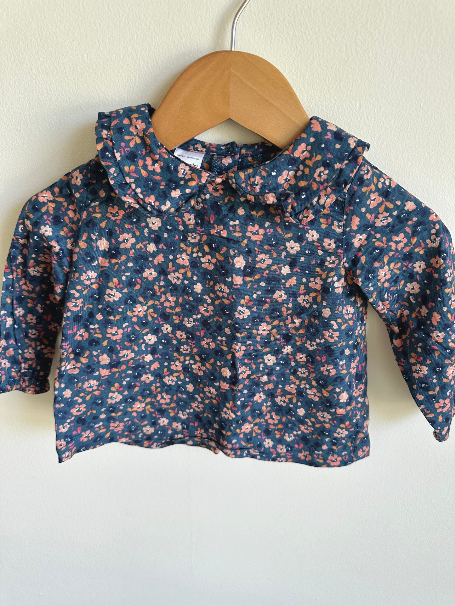 Collared Navy Floral  Long Sleeve / 12m