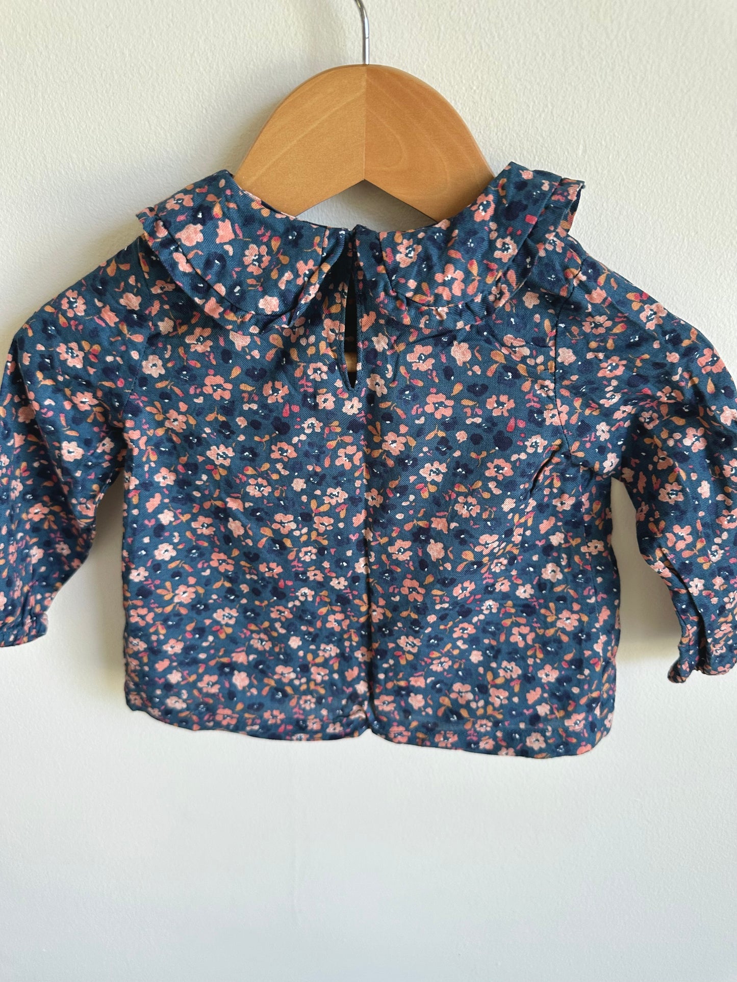 Collared Navy Floral  Long Sleeve / 12m