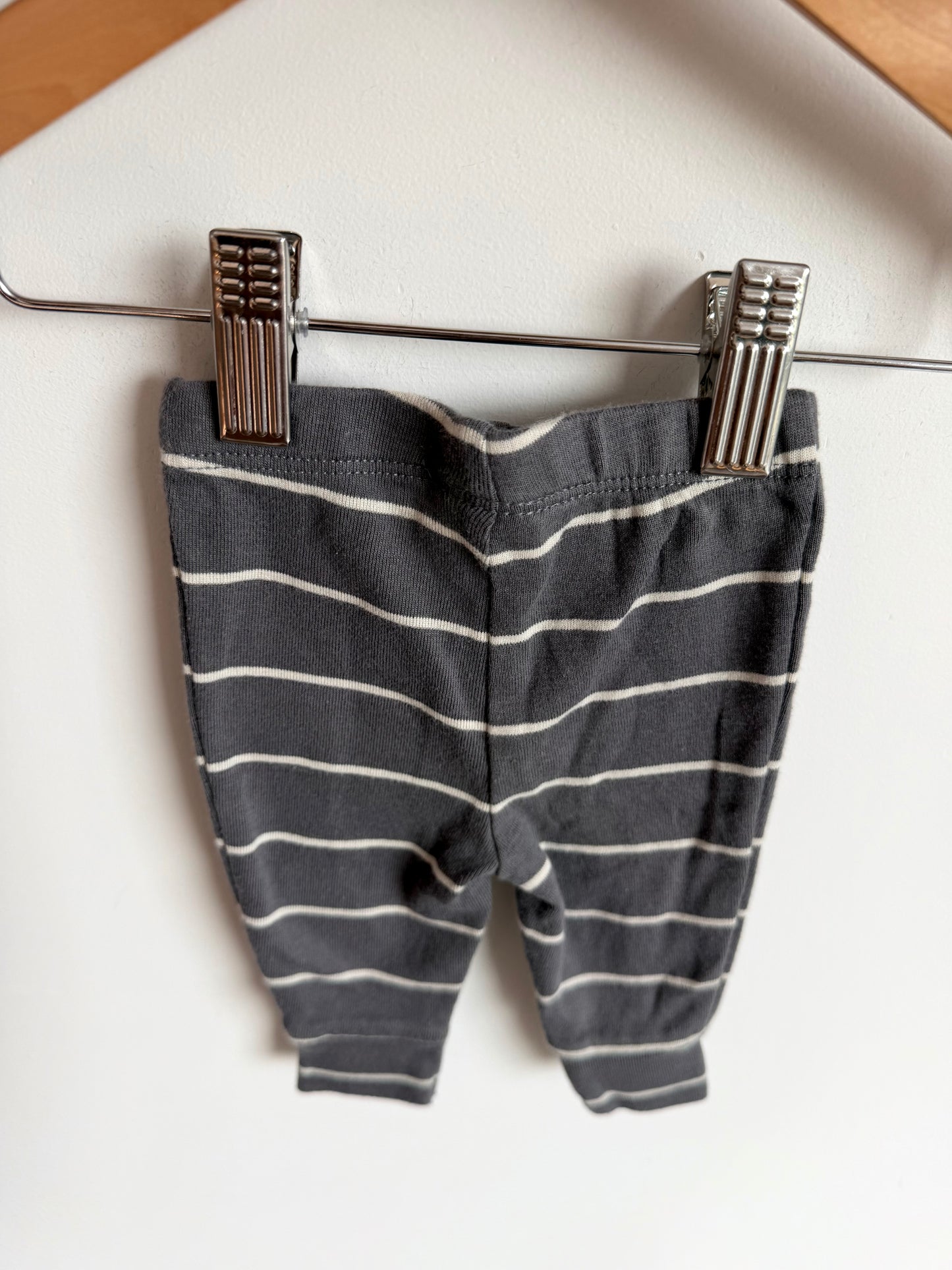Grey Striped Tapered Pants / 3m