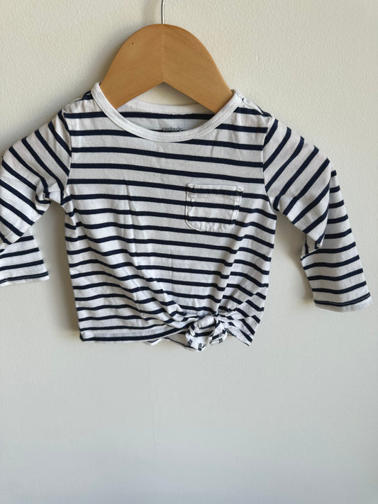 Navy Stripe Knotted Long Sleeve / 12m