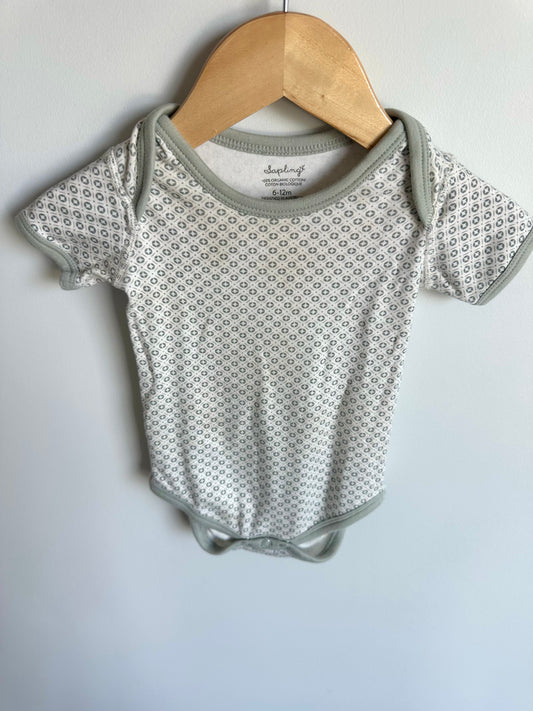 Organic Grey Trim Bodysuit / 6-12m