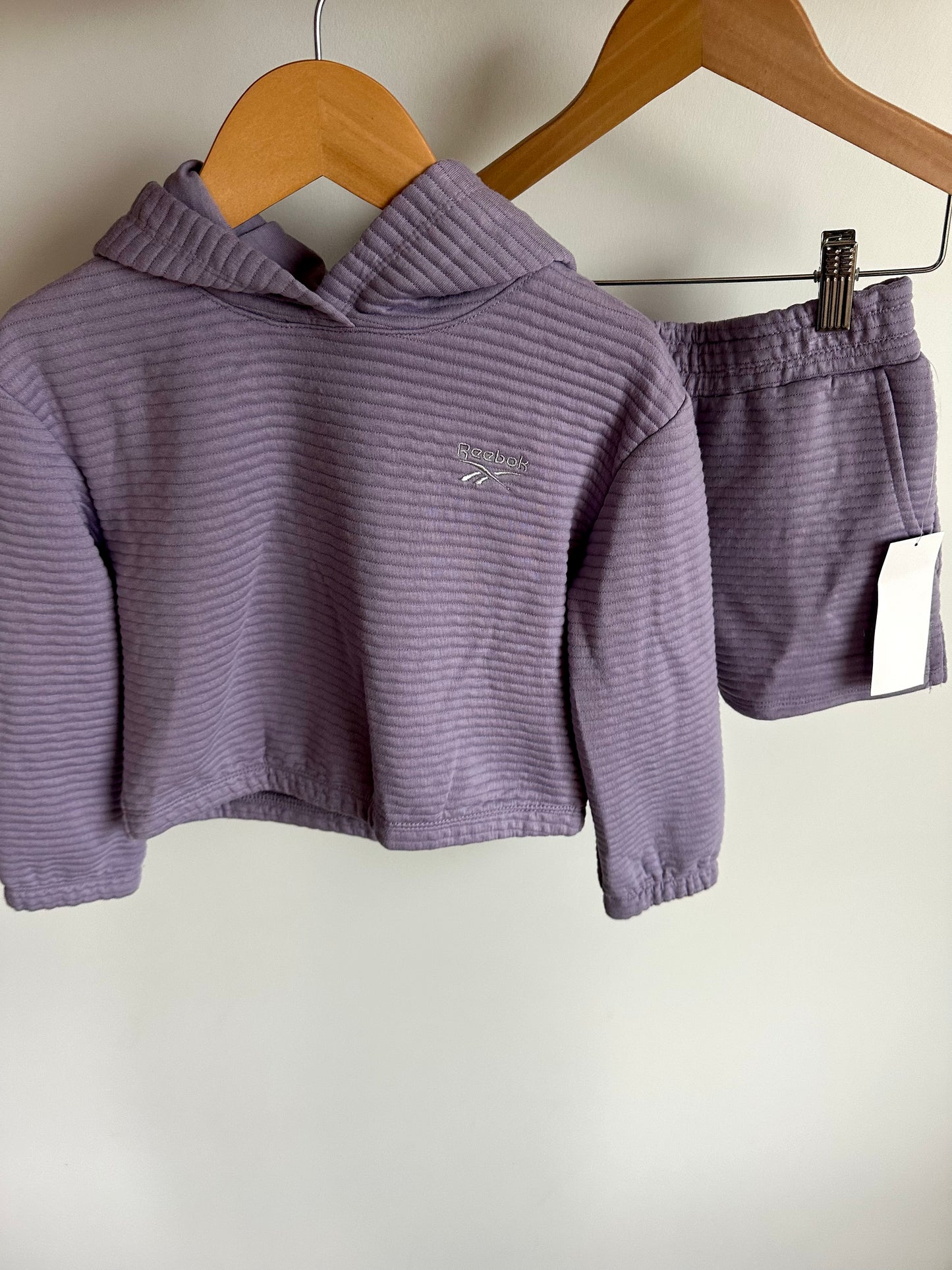 Periwinkle Rib Cropped Hoodie + Shorts Set / 4T