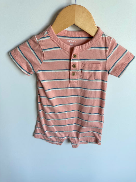 Salmon Stripe Romper / 9m