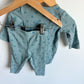 Teal Floral Ribbed Bodysuit + Pants Set / 9m