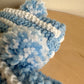 Handmade Knit Blue + White Slippers / 6-12m?