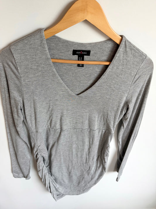 Grey Long Sleeve Maternity Top / Small