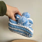 Handmade Knit Blue + White Slippers / 6-12m?