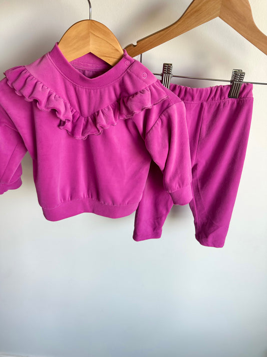 Fuchsia Sweater + Pants Set / 6-12m