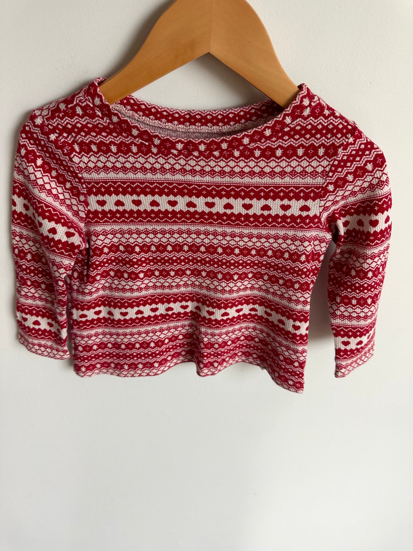 Red Festive Waffle Knit Long Sleeve / 2T