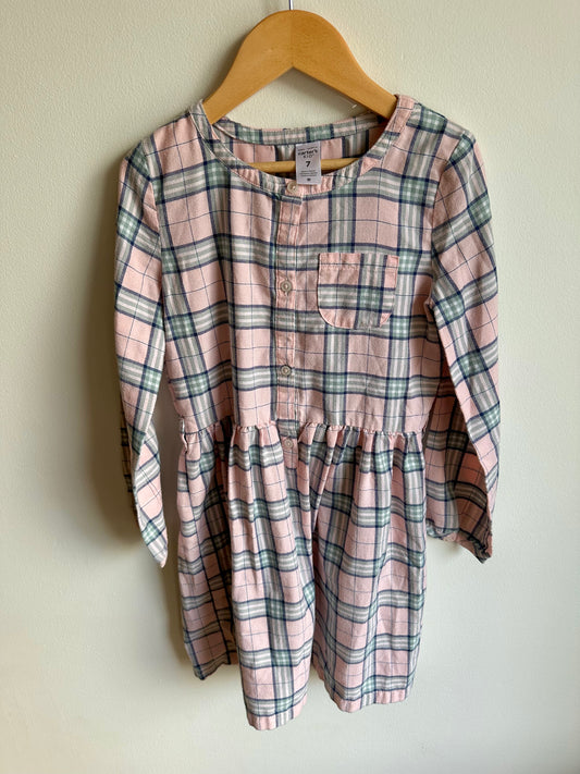 Pink Plaid Long Sleeve Dress / 7 years