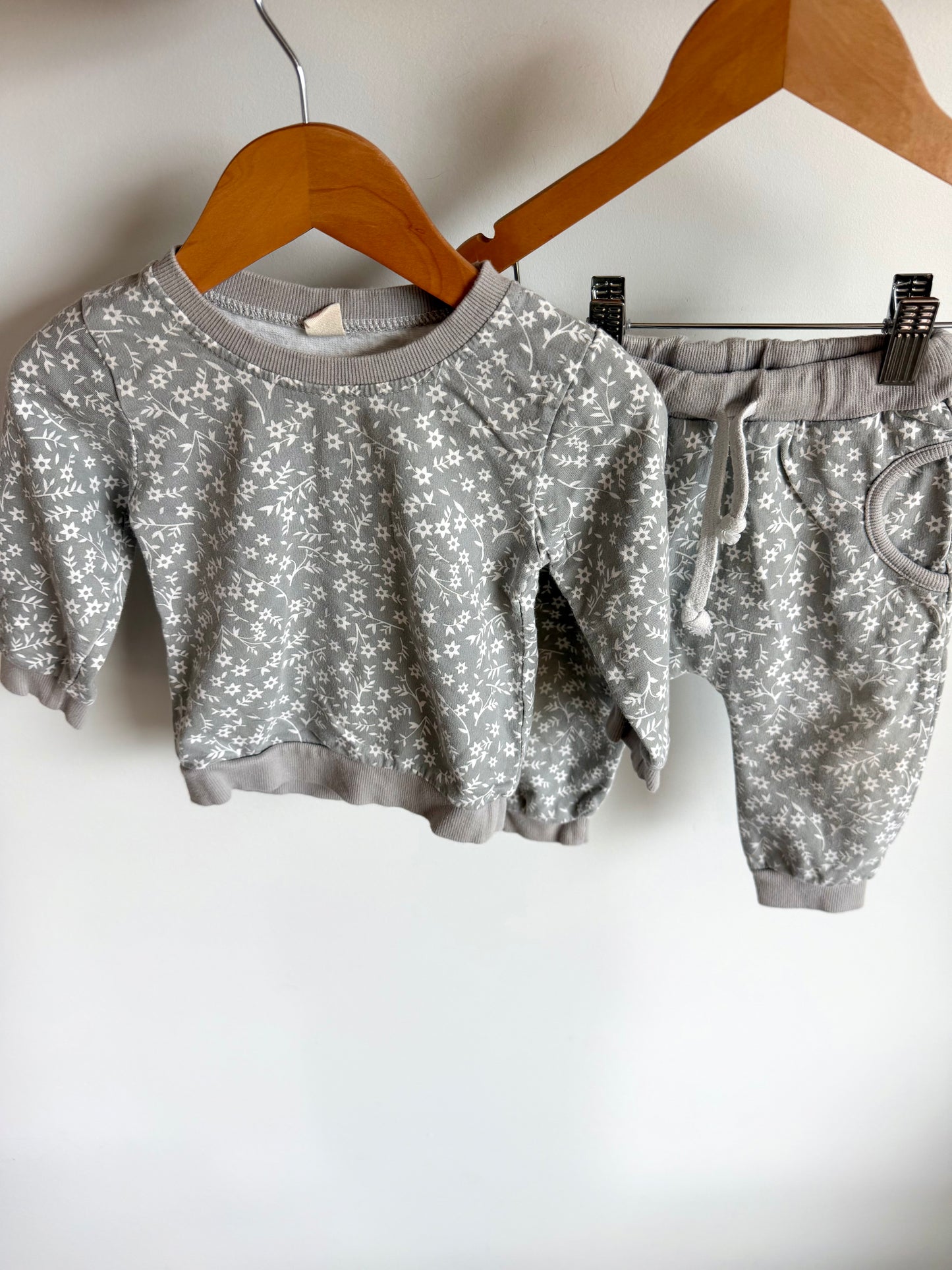 Grey Floral Sweater + Pants Set / 6-12m?