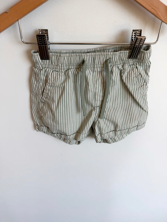 H&M Sage Vertical Stripe Shorts / 18m-2T