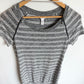 Thyme Grey Striped Maternity or Nursing Top / XS
