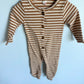 Striped Brown + Cream Jumpsuit / 6-9m?