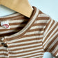 Striped Brown + Cream Jumpsuit / 6-9m?
