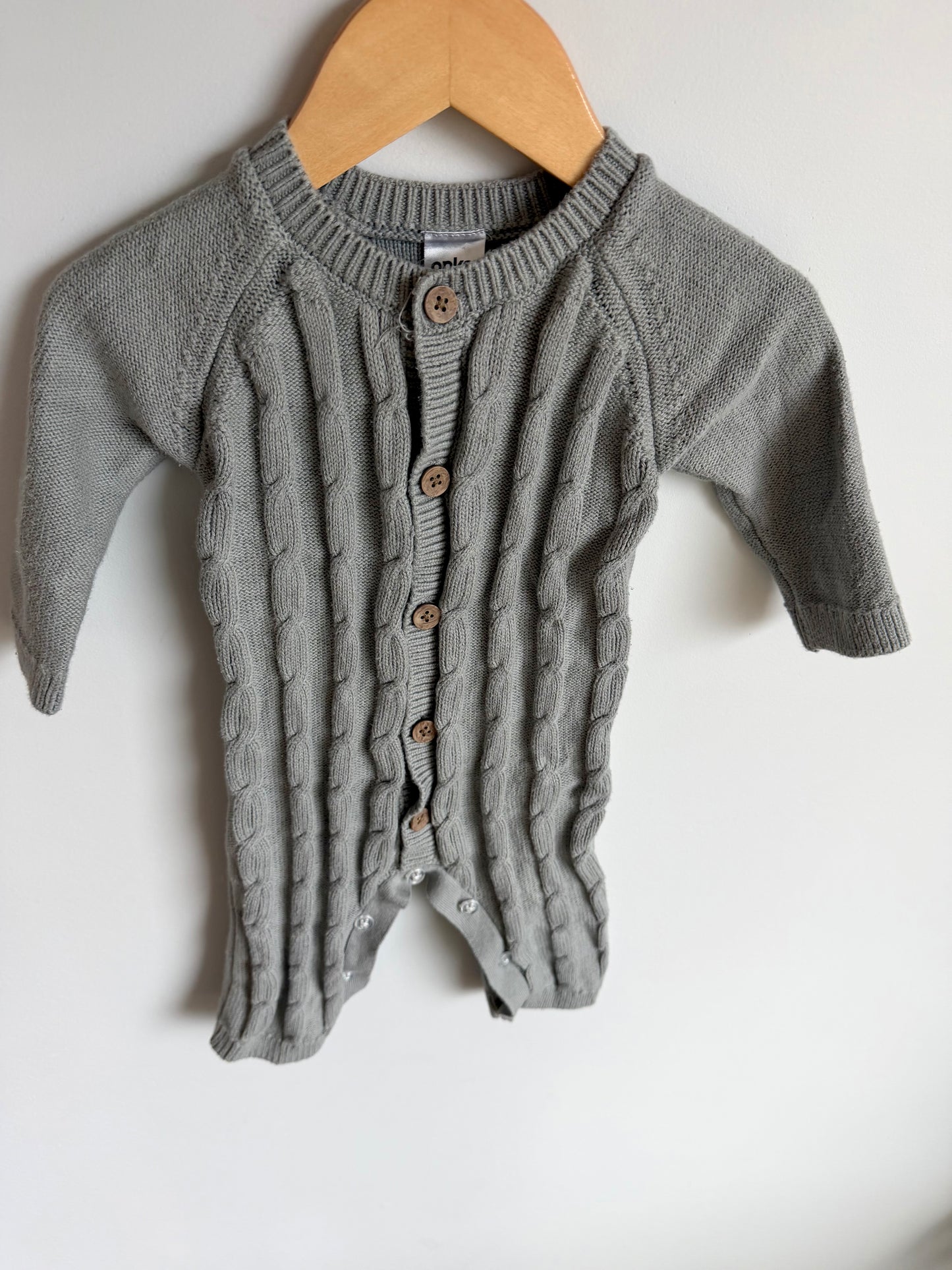 Grey Knit Jumpsuit / 3-6m