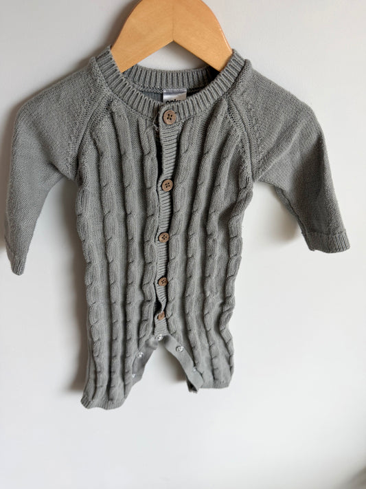 Grey Knit Jumpsuit / 3-6m