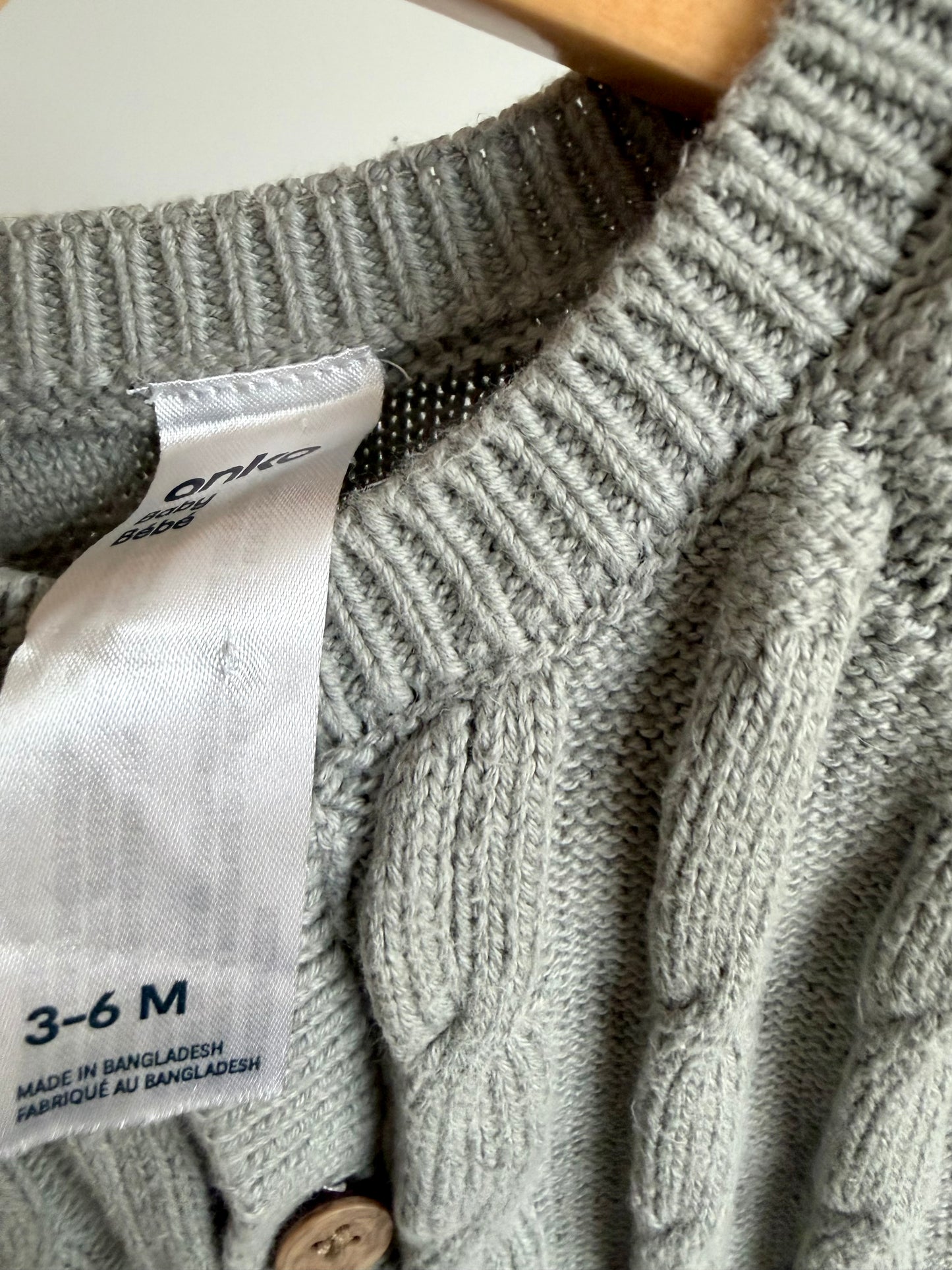 Grey Knit Jumpsuit / 3-6m