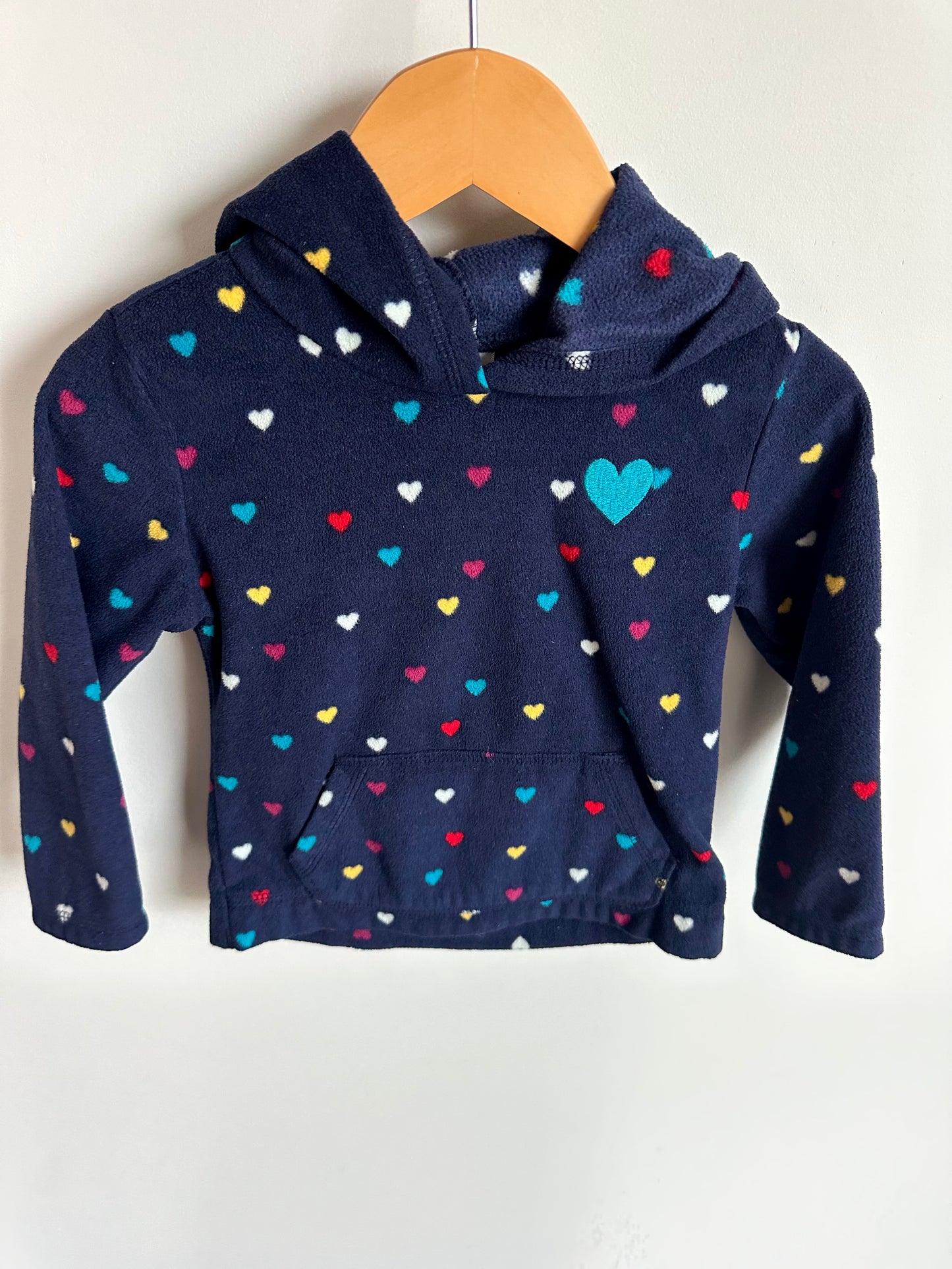 Navy Fleece Heart Hoodie / 3T