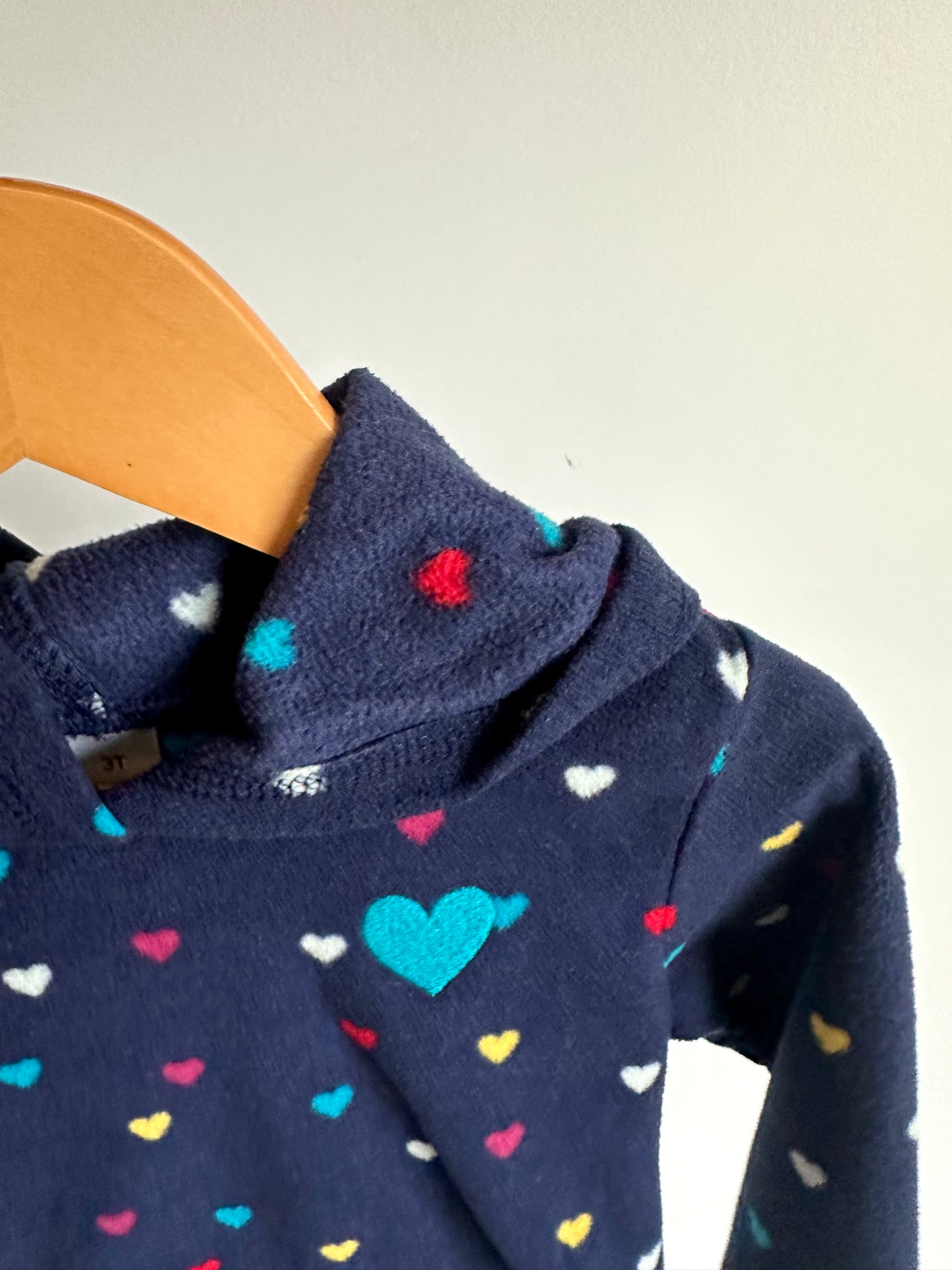 Navy Fleece Heart Hoodie / 3T