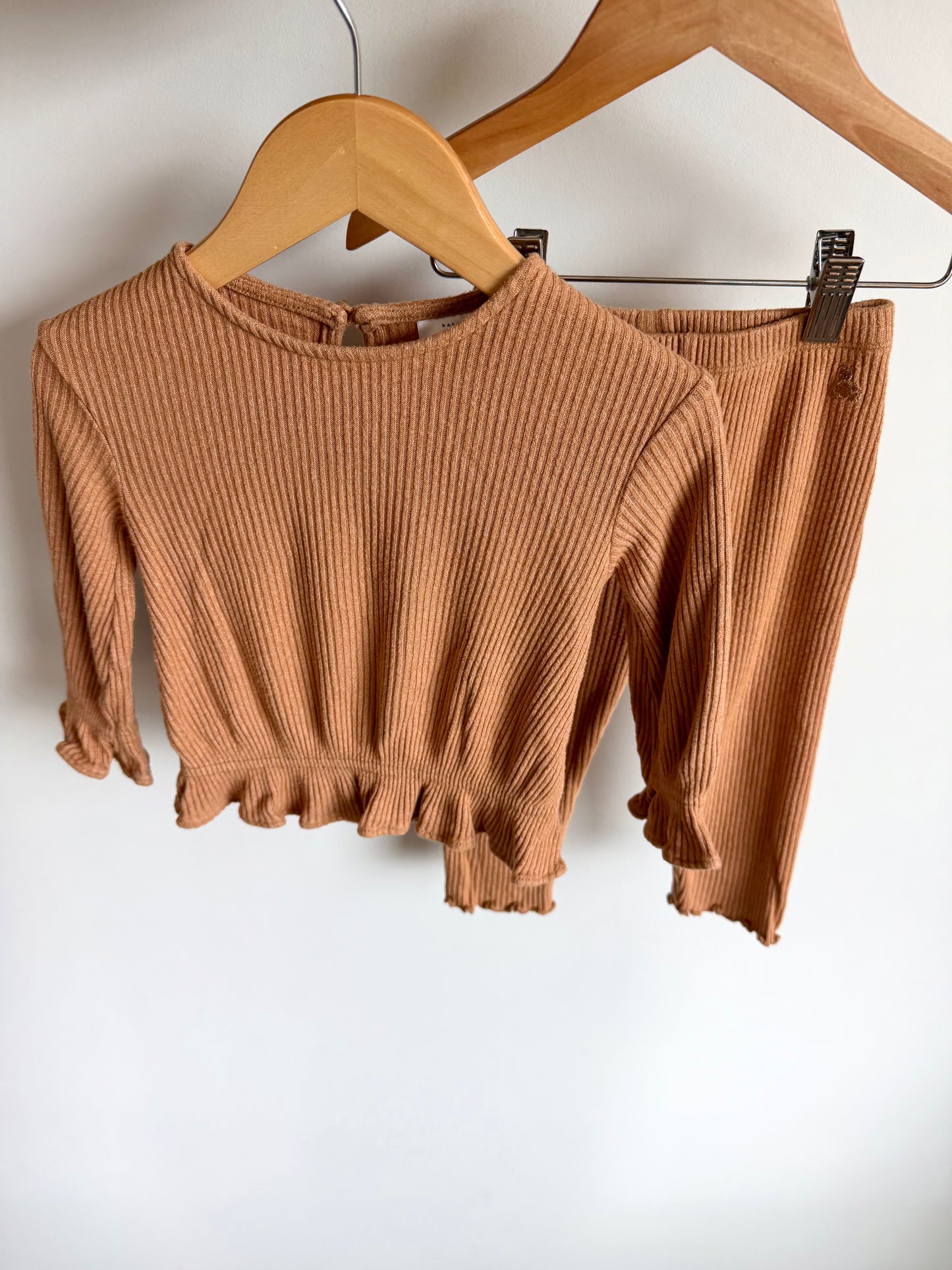 Carmel Ribbed Top + Pants Set / 12-18m