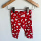 Heart Red + White Leggings / 6-12m