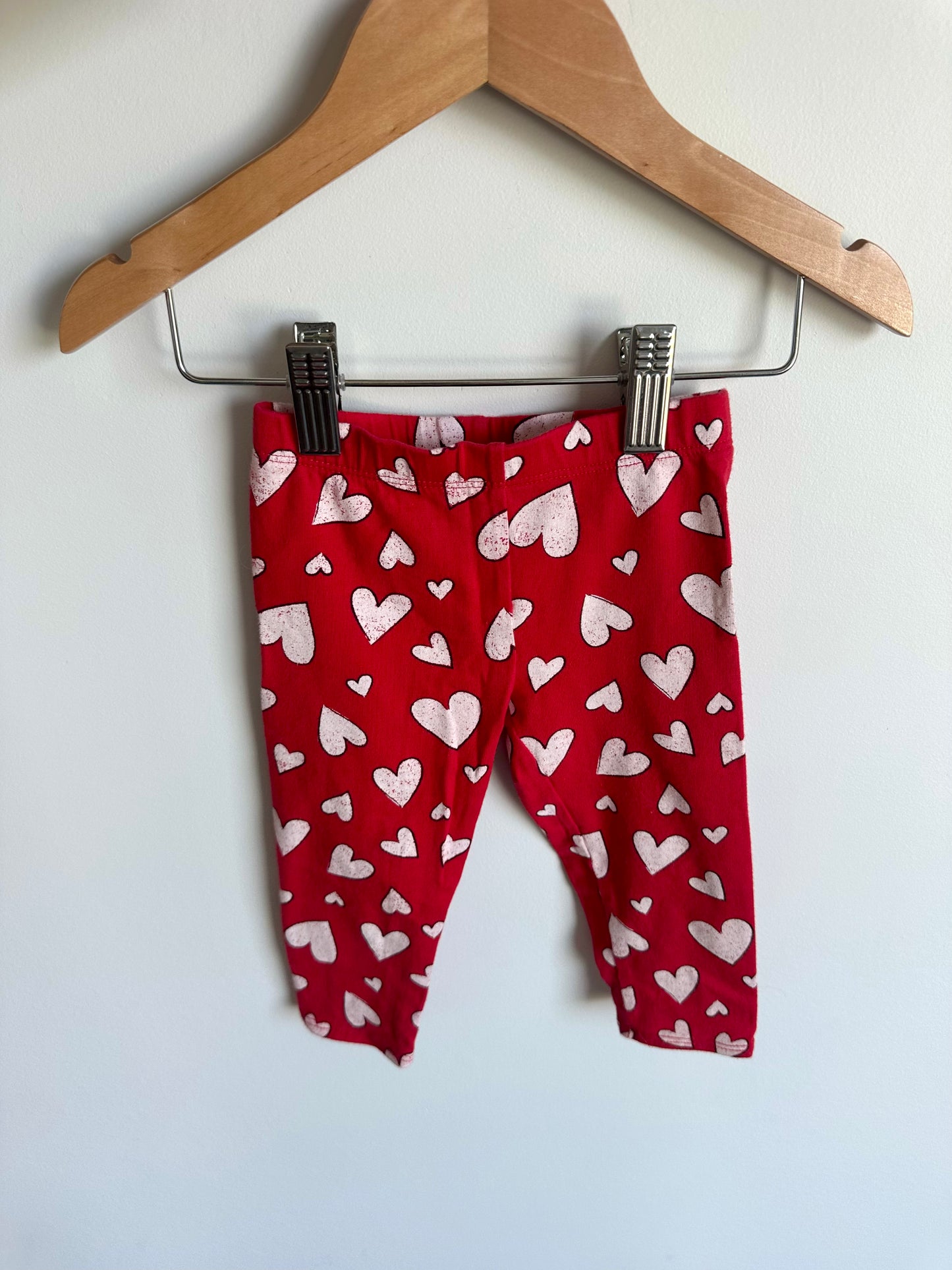 Heart Red + White Leggings / 6-12m