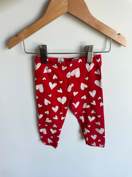 Heart Red + White Leggings / 6-12m