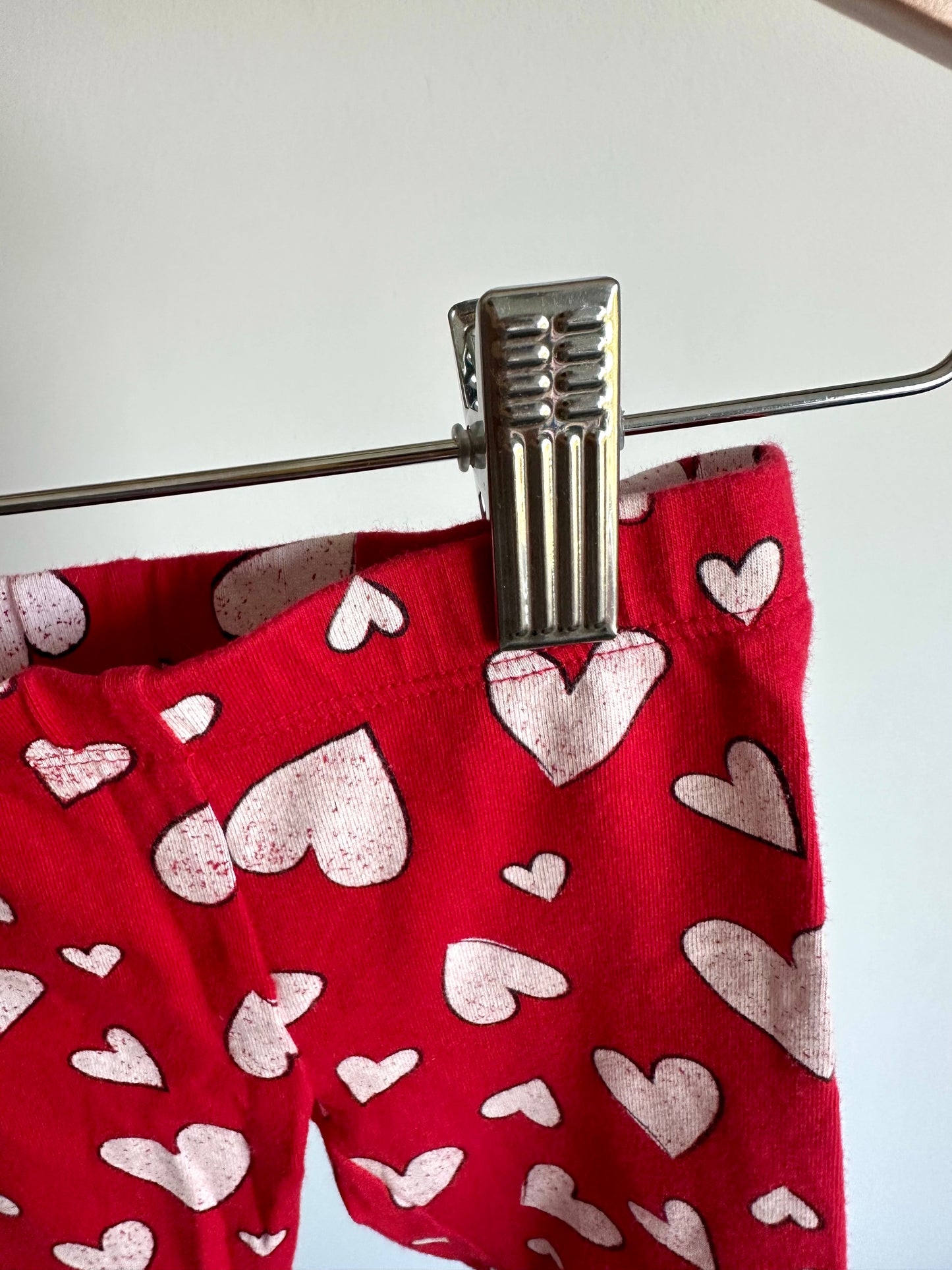 Heart Red + White Leggings / 6-12m