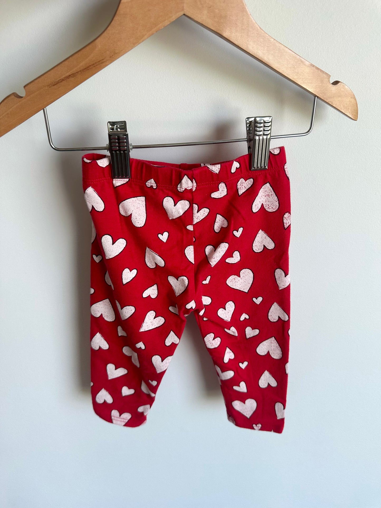 Heart Red + White Leggings / 6-12m